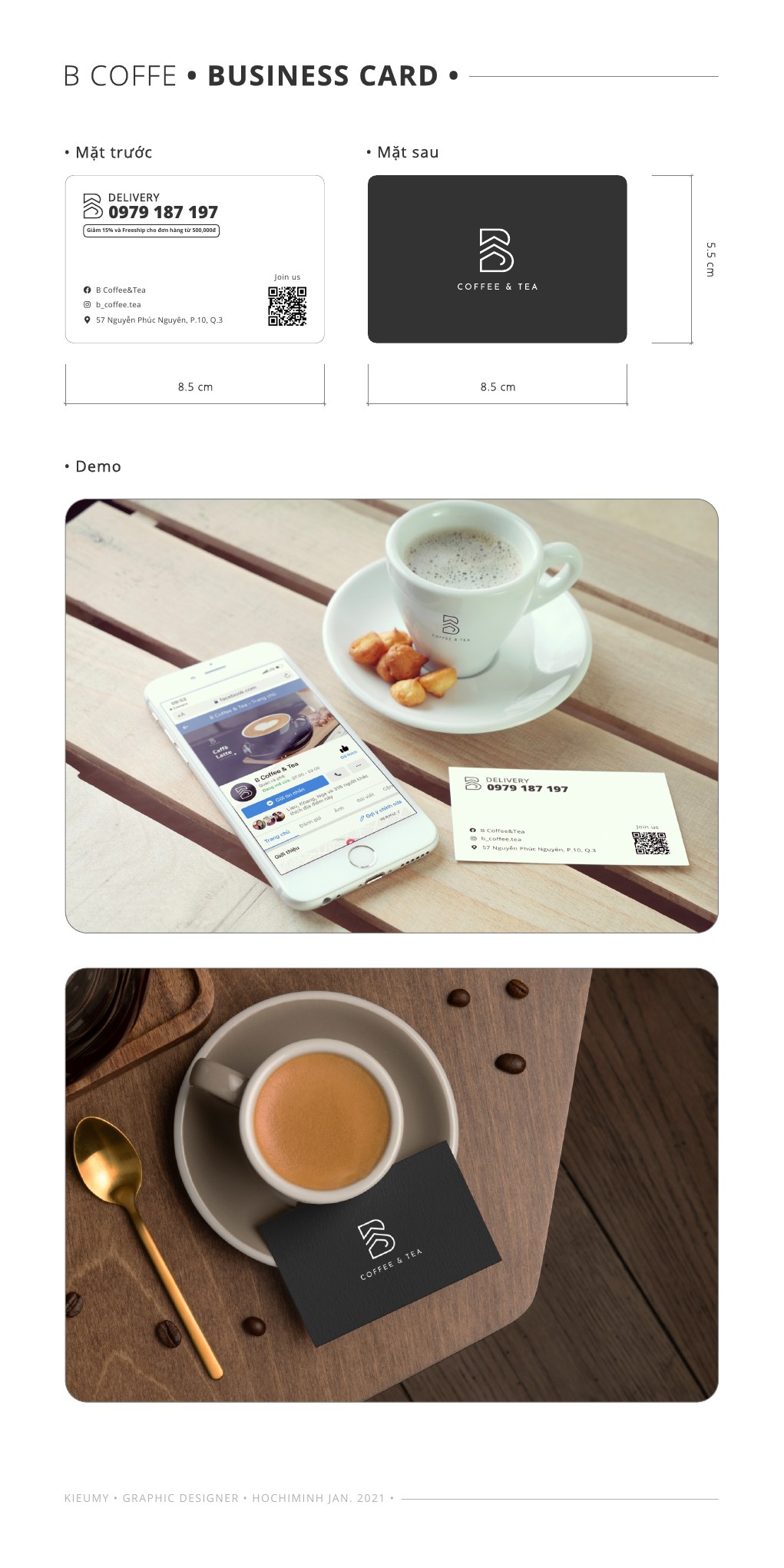 Maquette namecard hai mặt của B Coffee