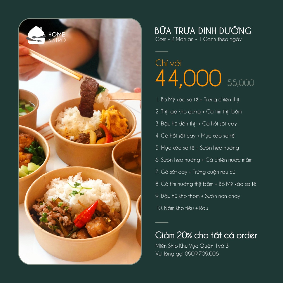 Thiết kế menu bữa trưa dinh dưỡng của Home Bistro