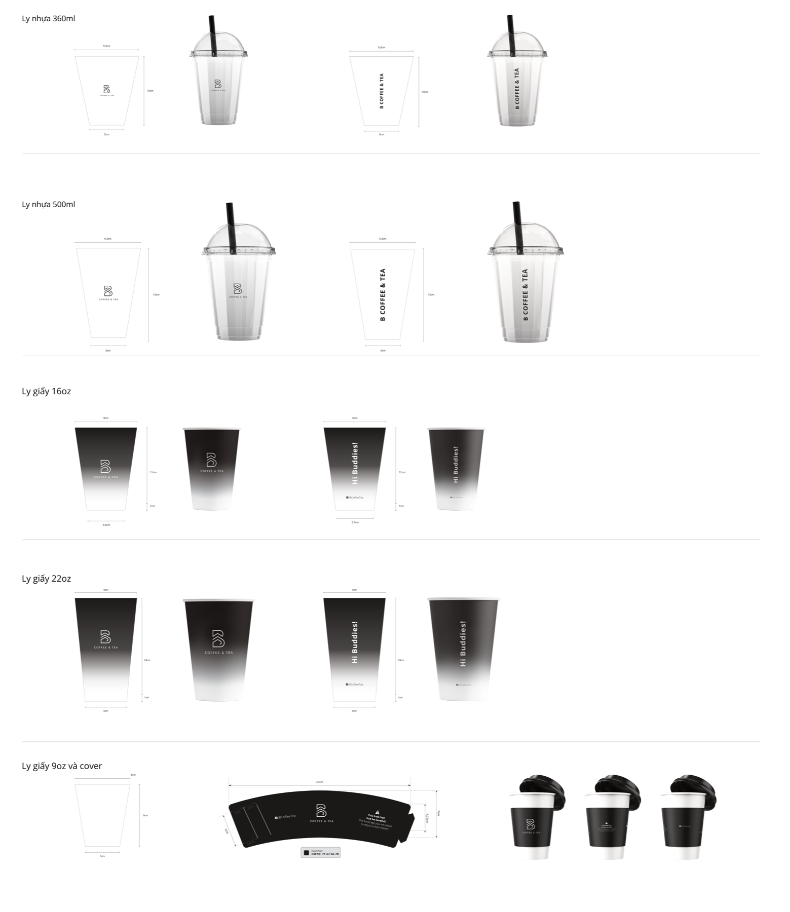 Hệ thống bao bì và quy cách ly của B Coffee